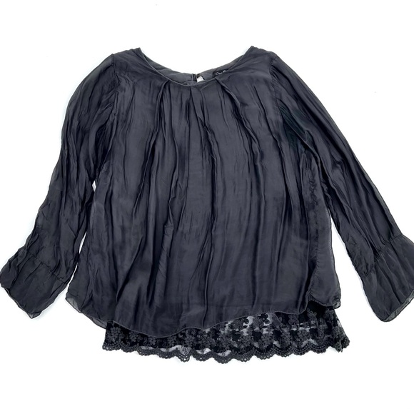 Ciao Bella Italy Long Sleeves Silky Boho Blouse - Picture 2 of 12